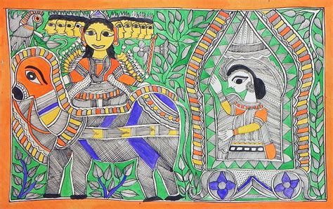 Ravana Abducts Sita in his Chariot | Abstract art painting, Folk art ...