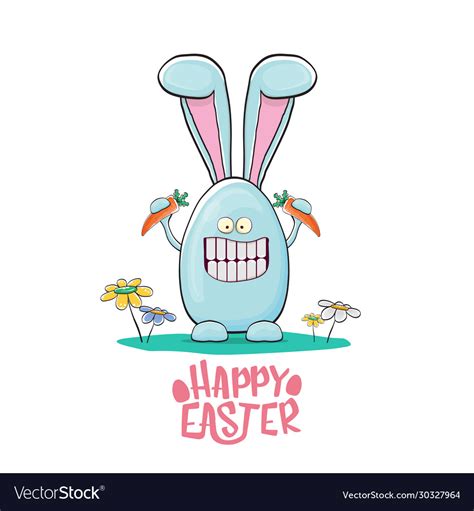 Happy easter greeting card with funny cartoon Vector Image