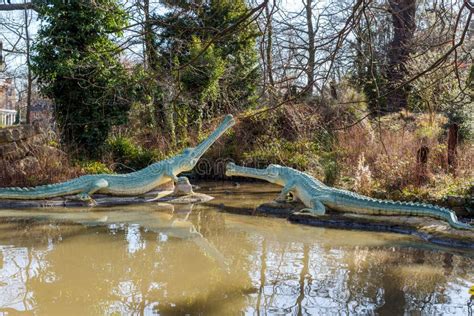 Dinosaur Sculptures in Crystal Palace, London Stock Image - Image of ...