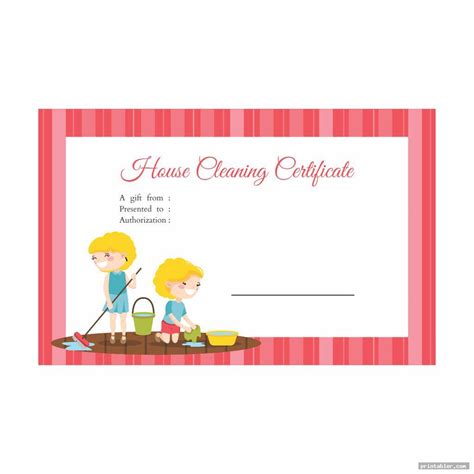 House Cleaning Gift Certificate Template Printable - Gridgit.com