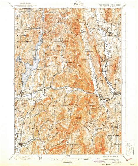 Castleton, Vermont 1897 (1941) USGS Old Topo Map Reprint 15x15 VT Quad ...