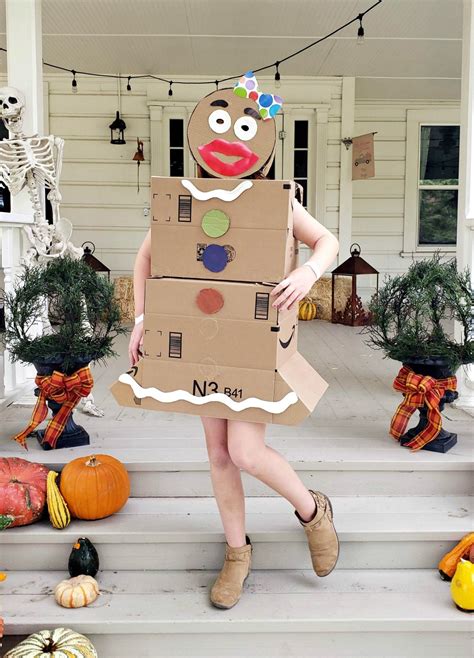 DIY Gingerbread Woman Costume from Boxes - Clever Housewife