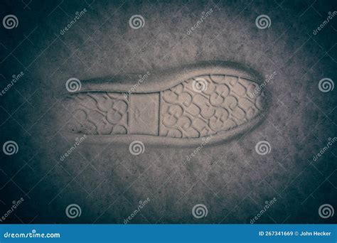 The shoe print in the snow stock image. Image of drawing - 267341669