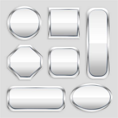 set of glossy metal button in different shapes - Download Free Vector ...