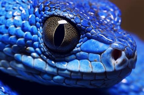 Premium Photo | A blue snake's eye is shown.