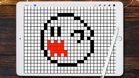 How To Draw Ghost Boo Mario Pixel Art with iPad Pro Procreate - YouTube