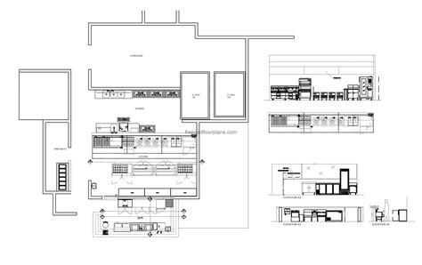 Full Commercial Kitchen Layout - Free CAD Drawings