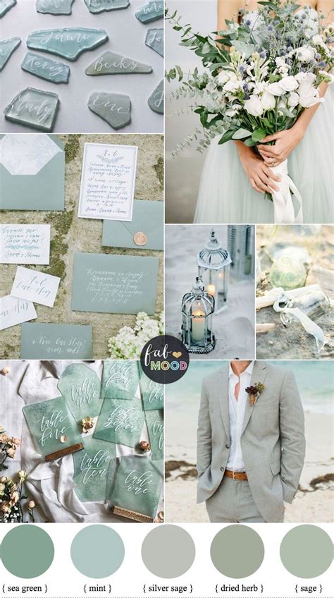 Sage Colour Palette For Beach Wedding { Sage + Silver Sage + Mint + Sea ...