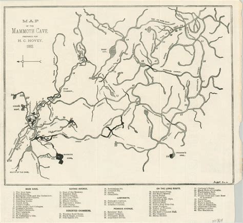 Map of the Mammoth Cave Prepared for H.C. Hovey | Curtis Wright Maps