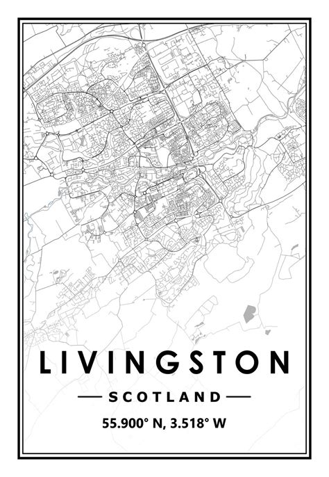 LIVINGSTON SCOTLAND Portrait Map Minimal Scandinavian Nordic - Etsy