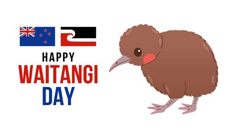 Happy Waitangi day vector design template background. New Zealand, kiwi ...