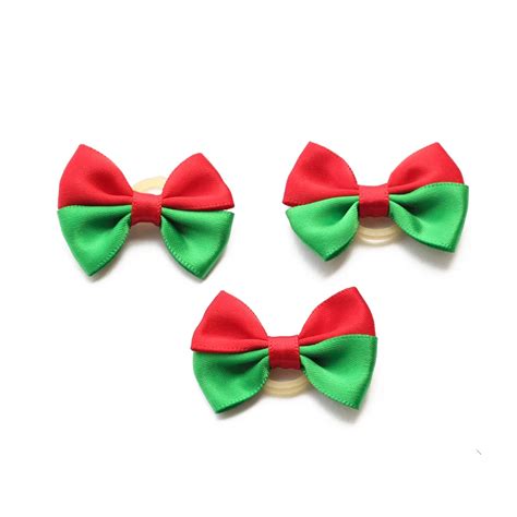 50 Pcs/100 Pcs Handmade Christmas Dogs Bow Red Green Ribbon Combination ...