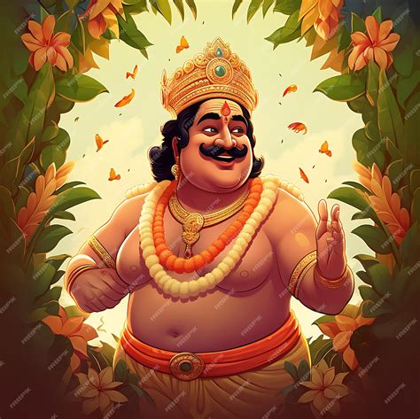 Maveli painting Mahabali Maveli drawing cartoon vector digital art ...