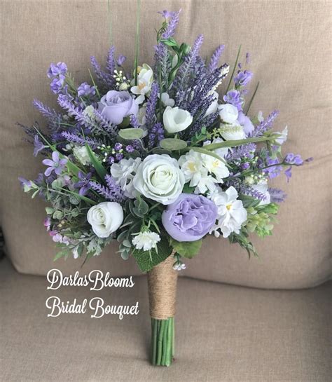 Lavender Wedding Bouquet, Boho Bouquet, Purple Wedding Flowers, Silk ...