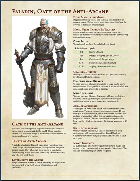 5E Paladin, Oath of the Anti-Arcane