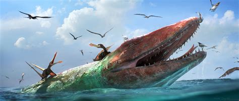 Mosasaur getting its teeth cleaned, by Gaelle Seguillon : r ...