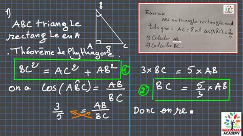 Exercices sur le théorème de Pythagore et le cosinus d'un angle aigu ...