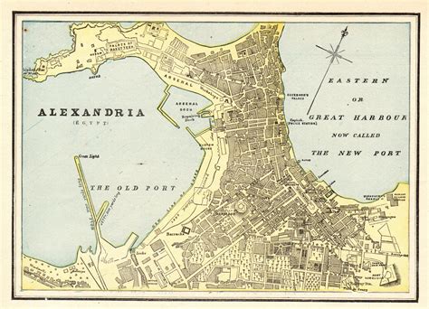 1892 Antique ALEXANDRIA EGYPT Map George Cram Atlas Map of Alexandria ...