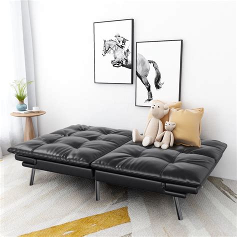 Memory Foam Futon Sofa Bed,Foldable Futon Couch,Black - Walmart.com ...