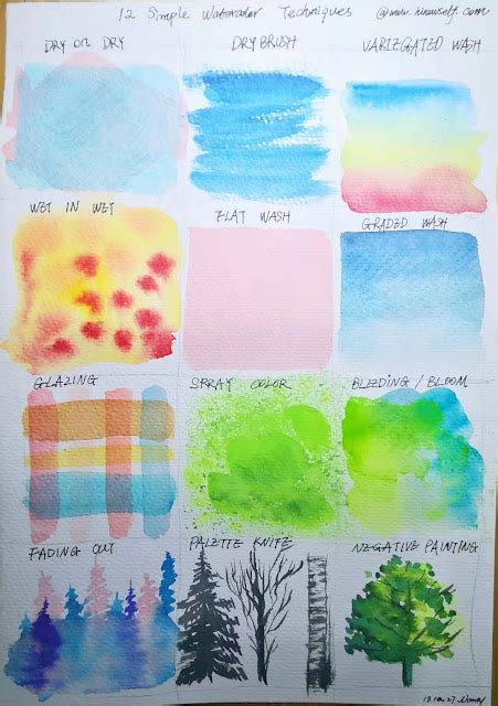 12 watercolor techniques for beginner, How to draw watercolor basic ...