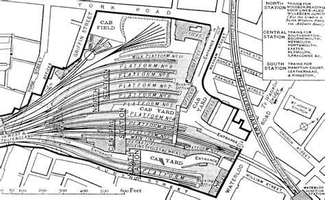 A map of Waterloo Station showing part of it's development in the late ...