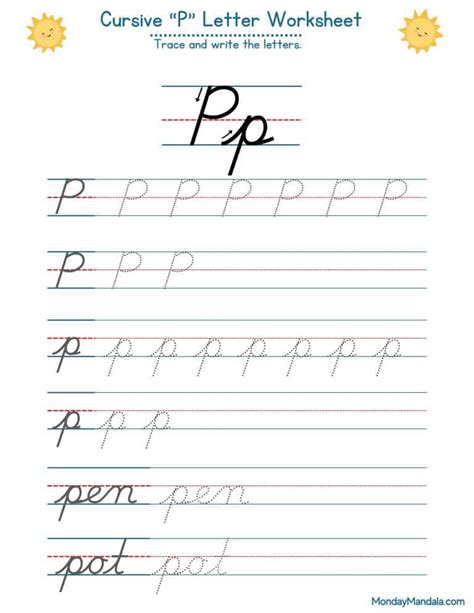 10 Cursive P Worksheets (Free Letter Writing Printables)