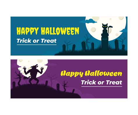 Creepy Halloween Banner. Halloween banner with a scary cat on the grave ...