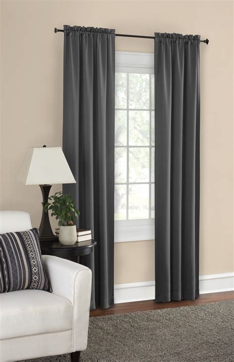 Mainstays Solid Color Room Darkening Rod Pocket Curtain Panel, Set of 2 ...