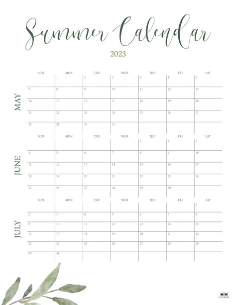 2023 Summer Calendars - 18 FREE Printables | Printabulls