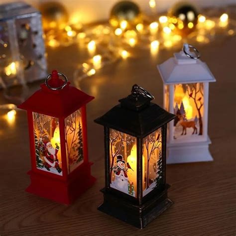 Christmas LED Night Light Lamp Candlestick Santa Claus Deer Lantern ...