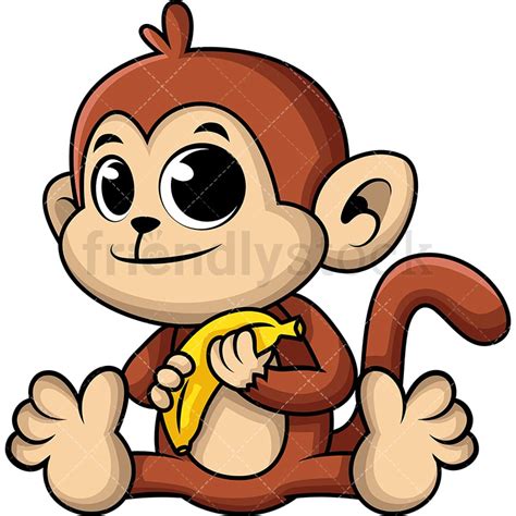 Cute Baby Monkey Cartoon Vector Clipart - FriendlyStock