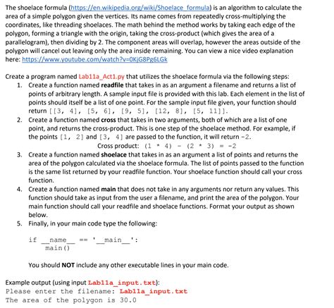 [Solved] The shoelace formula (htt s: en.wiki edia.or wiki Shoelace ...