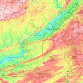 Luzerne County topographic map, elevation, terrain