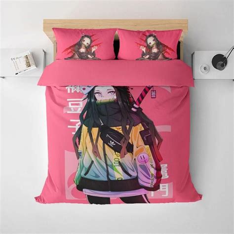 Nezuko Kamado Floral Pink Demon Slayer Kimetsu no Yaiba Bedding in 2022 ...