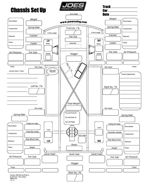 Printable Racing Setup Sheets - Printable Word Searches