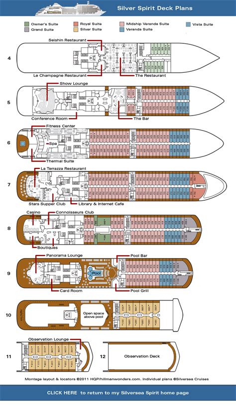 Silver Spirit Cruise Ship Deck Plan - compass of hobby