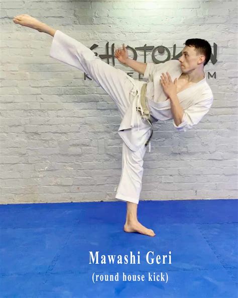 Mawashi Geri (round Kick) Stepping From Fighting Kamae (stance)