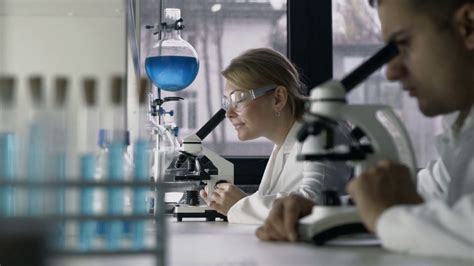 Female researcher conducting an experiment in lab Stock Video Footage ...