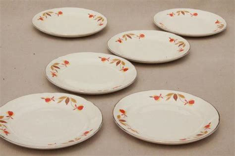 vintage Jewel Tea autumn leaf bread & butter plates, Hall china Jewel T ...