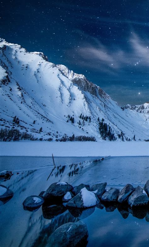 1280x2120 Resolution Snowy Mountains at Starry Night iPhone 6 plus ...