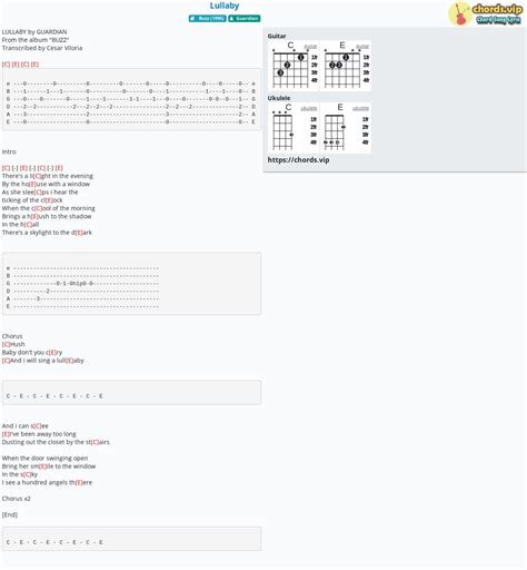 Chord: Lullaby - tab, song lyric, sheet, guitar, ukulele | chords.vip