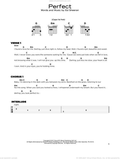 Sheeran - Perfect sheet music (beginner) for guitar solo [PDF]