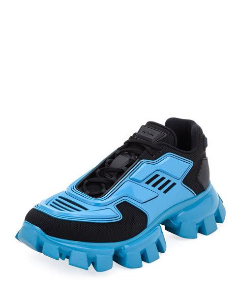 Prada Men's Cloudbust Thunder Lug-sole Trainer Sneakers In Black/blue ...