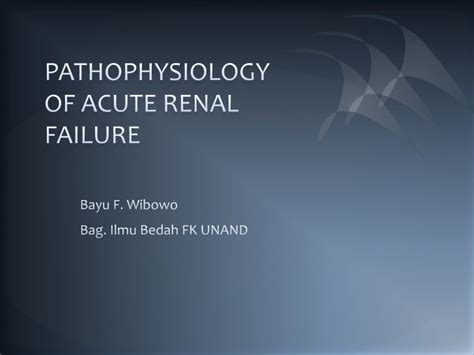 The Pathophysiology Of Acute Renal Failure