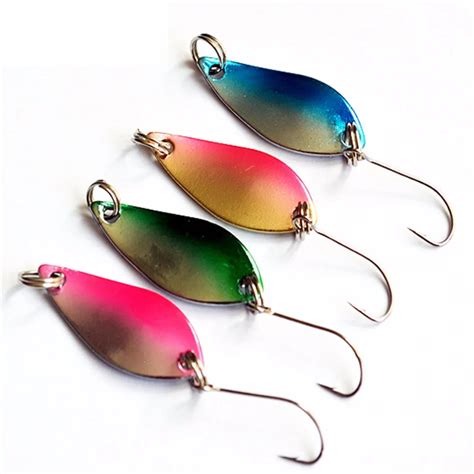 4Pcs/Lot Fishing Metal Spoon Baits Spinner Lure Trout Bait Wobbler ...