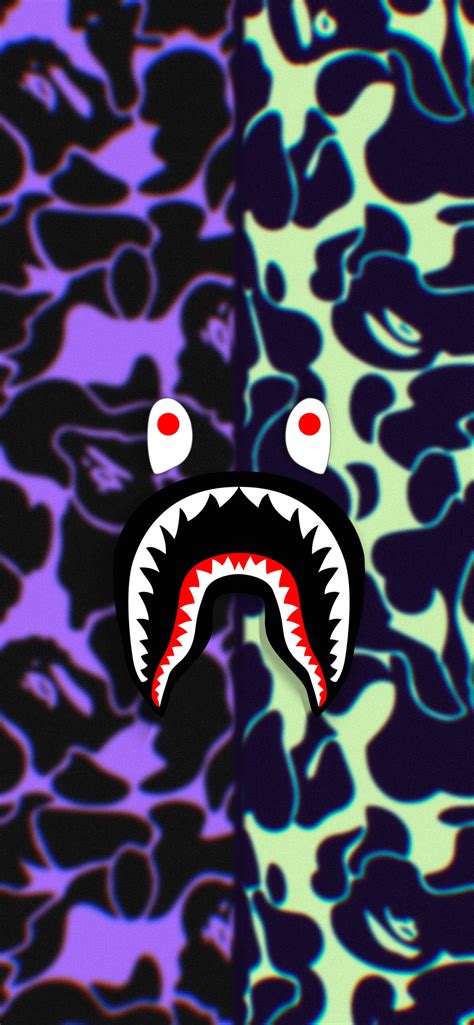 BAPE Wallpaper with Shark Face on Camo Background - Wallpapers Clan