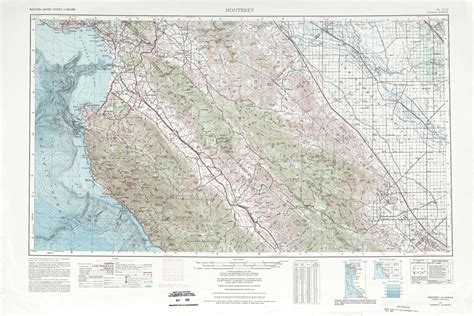 Monterey topographic map, CA - USGS Topo 1:250,000 scale