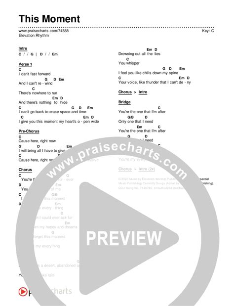 This Moment Chords PDF (ELEVATION RHYTHM) - PraiseCharts