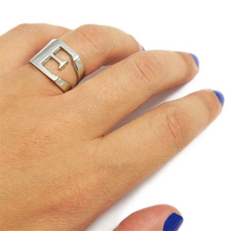 E Ring, Initial Ring, Custom Silver Ring, Initial Gift for Women ...