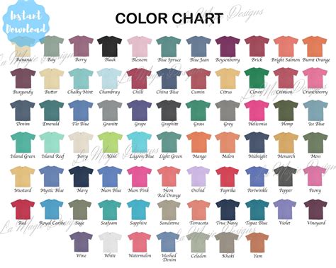 Comfort Colors 1717 Color Chartcomfort Color Color Chart 1717color ...